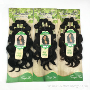 Wholesale Cheap Remy body 6pcs Synthetic Hair wtih Closure 14" to 18" in a pack